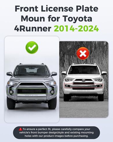 دعامة تثبيت لوحة الترخيص الأمامية لسيارة Toyota 4Runner 2014-2024 | يناسب SR5، TRD للطرق الوعرة، TRD Pro، Trail | يستبدل OE 5211435040 وTO1068130 in Kuwait
