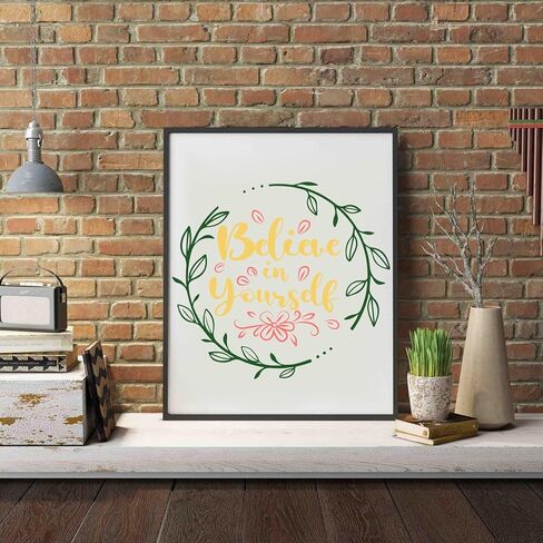 JSRQT 16Pcs Inspirational Word Stencils for Painting, Reusable Plastic Quotes Stencils for Craft, Motivational Drawing Painting Template Kit for DIY Wood Wall Shirt Canvas, and Card Making, 20×20 CM in Saudi Arabia