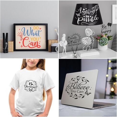 JSRQT 16Pcs Inspirational Word Stencils for Painting, Reusable Plastic Quotes Stencils for Craft, Motivational Drawing Painting Template Kit for DIY Wood Wall Shirt Canvas, and Card Making, 20×20 CM in Saudi Arabia