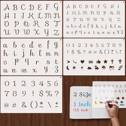 Small Letter Stencils for Painting 0.5 & 1 Inch, 5PCS Reusable Alphabet Symbol Number Stencils for Crafts Art Projects Journaling Scrapbook in Saudi Arabia
