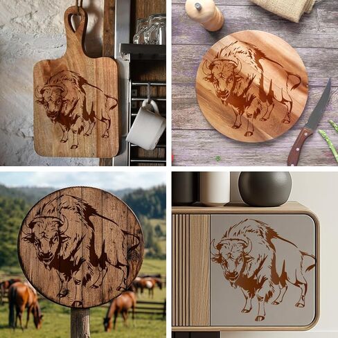 MAYJOYDIY Bison Stencils Cattle Farm Animal Reusable Stencils for Painting 11.8x11.8 Inches Buffalo Spanish Bullfight Drawing Templates with Paint Brush for Wood Wall Home Gift Decoration in Saudi Arabia