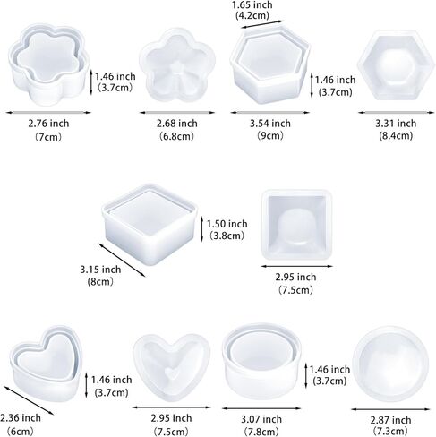 5pcs Resin Molds with Lid, Silicone Molds for Storage Box Bottle Mold, Jewelry Candy Container for DIY Art Epoxy Casting Crafts Home Table Decoration in Saudi Arabia