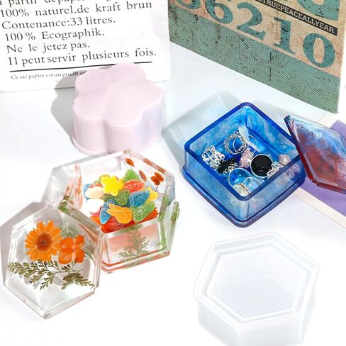 5pcs Resin Molds with Lid, Silicone Molds for Storage Box Bottle Mold, Jewelry Candy Container for DIY Art Epoxy Casting Crafts Home Table Decoration in Saudi Arabia
