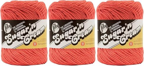 Bulk Buy: Lily Sugar 'n Cream Solids 100% Cotton Yarn (3-Pack) (Tangerine #1699) in Kuwait