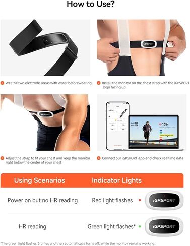 iGPSPORT Heart Rate Monitor Bluetooth & ANT+ for Fitness Training Running Cycling Gym and Compatible with Garmin Polar Wahoo in Saudi Arabia