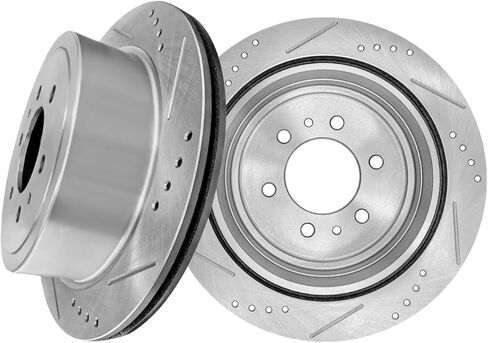 PM Auto Rear 281mm Drilled Slotted Brake Disc Rotors Compatible With 2012-2017 Toyota Camry in Kuwait
