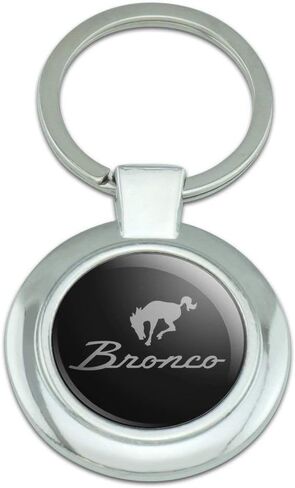 GRAPHICS & MORE Ford Bronco Chrome Logo Keychain Classy Round Chrome Plated Metal in Kuwait