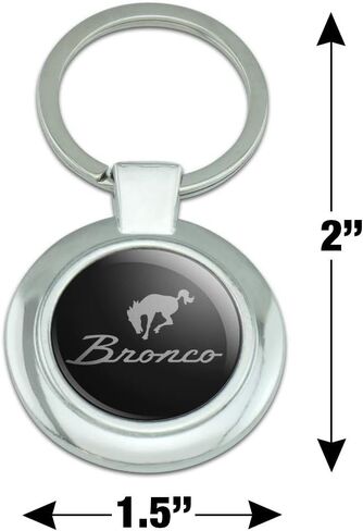 GRAPHICS & MORE Ford Bronco Chrome Logo Keychain Classy Round Chrome Plated Metal in Kuwait