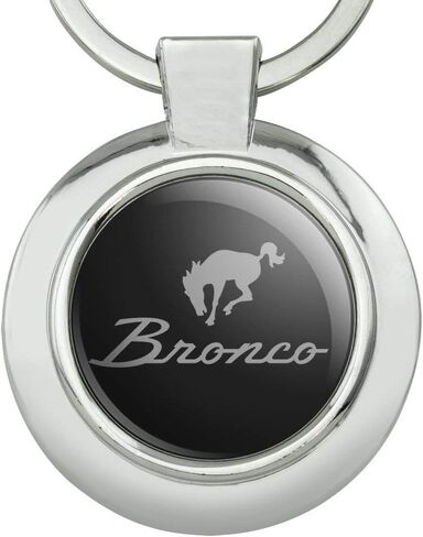 GRAPHICS & MORE Ford Bronco Chrome Logo Keychain Classy Round Chrome Plated Metal in Kuwait
