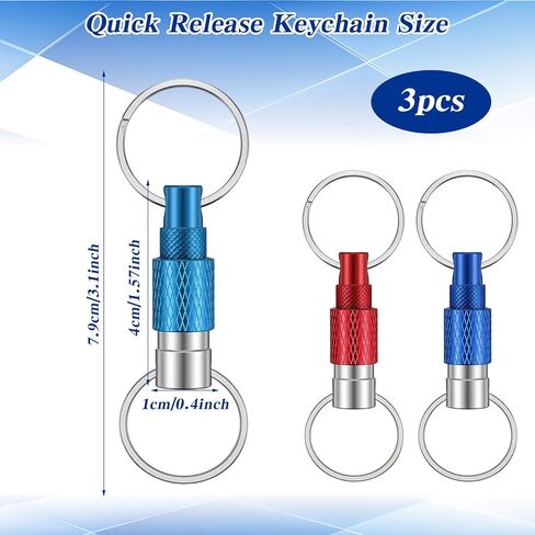 3-Pack Detachable Keychain,Key Chain Quick Release,Aluminum Alloy Quick Disconnect Keychain in 3 Colors, Lightweight Split Key Holder for Car, Purse & Everyday Carry in Saudi Arabia