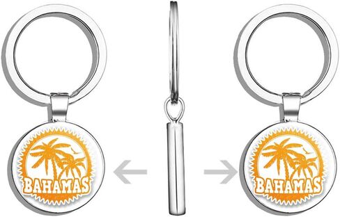 Bahamas Round Steel Metal Key Chain Keychain Ring Double Sided Deisgn in Kuwait