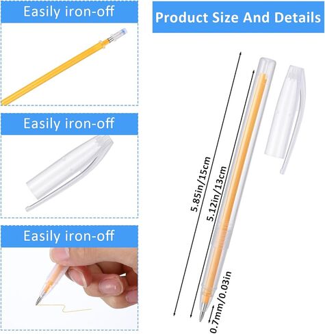 Sibba 24 PCS Heat Erasable Pens for Fabric with 18 Refills 0.7mm Fabric Marking Pens for Sewing Quilting Embroidery Dressmaking Fabrics Tailors Sewing Fabrics Tailor's Chalk Pencils Chalks Pen in Kuwait