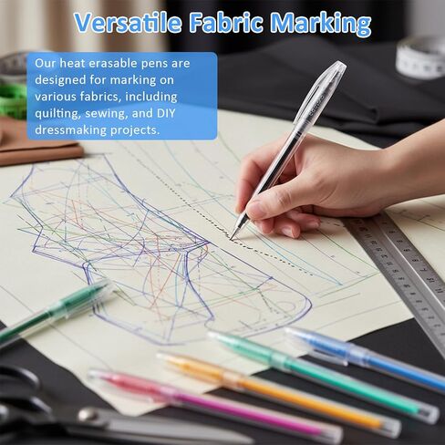 Sibba 24 PCS Heat Erasable Pens for Fabric with 18 Refills 0.7mm Fabric Marking Pens for Sewing Quilting Embroidery Dressmaking Fabrics Tailors Sewing Fabrics Tailor's Chalk Pencils Chalks Pen in Kuwait
