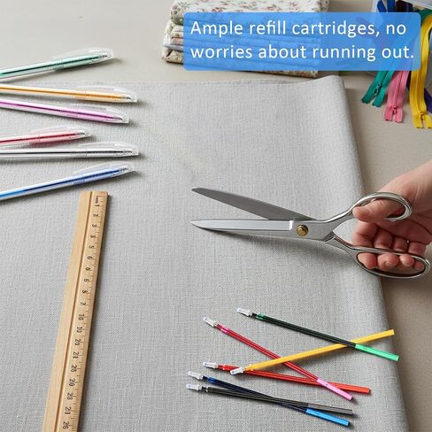 Sibba 24 PCS Heat Erasable Pens for Fabric with 18 Refills 0.7mm Fabric Marking Pens for Sewing Quilting Embroidery Dressmaking Fabrics Tailors Sewing Fabrics Tailor's Chalk Pencils Chalks Pen in Kuwait