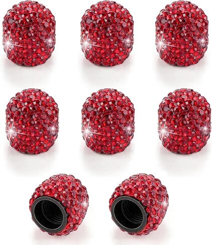 6 Pack Bling Car Accessories, Crystal Rhinestone Tire Valve Stem Caps, Tire Valve Caps, Universal Fit Cars, Trucks and Motorcycles (Black) in Saudi Arabia