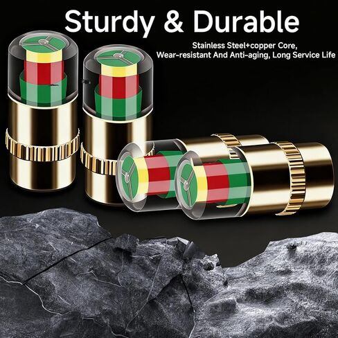 12 PCS Tire Pressure Monitor Valve Stem Caps, 2.4Bar 36PSI Car Tire Pressure Monitor Sensor Indicator with 3 Wrenches, 12 Hex Nuts, 3-Color Eye Alert, All-Copper Anti-Theft, Fit for Most Cars in Kuwait