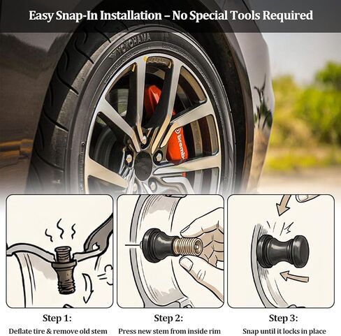 Tubeless Valve Stems 50 Pack TR412 Rubber Snap-in Valve Stems for Rim Hole, Universal Fit for Cars, Trucks, Trailers, ATVs, Lawn Mowers & Wheelbarrows in Saudi Arabia