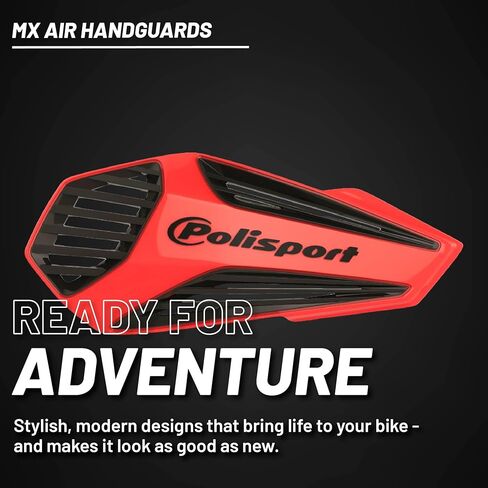 Polisport MX Air Handguard for Motocross Motorcycles–Universal Upper Mounting – Maximum Air Flow, Durable, Flexible, Easy to Install, Supermoto, Motard, Dirt Bikes & Off-Road Protection- Red/Black in Kuwait