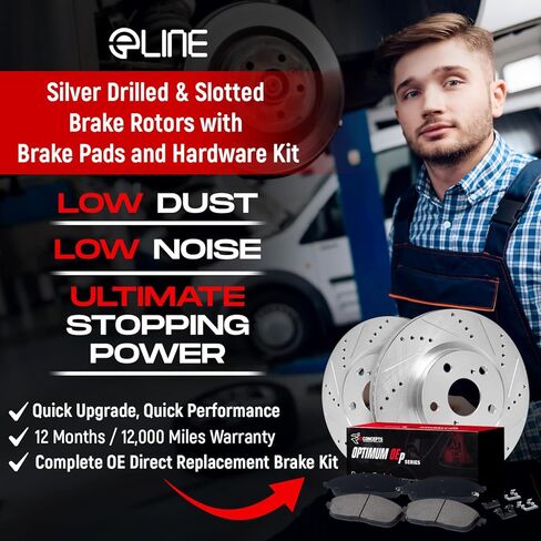 R1 Concepts Front and Rear Brake Kit Fits 2021-2024 Tesla S| Optimum Oep Pads, Drilled Slotted Rotors| Hardware| 15.1" Front & 14.4" Rear in Kuwait