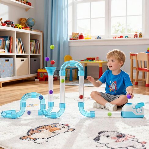 Air Tubes Toys Expansion Pack - Air-Powered STEM Building Toys - Learning Toys, STEM Toys for 3+ Year Old Boys & Girls Birthday Gifts(Blue in Kuwait
