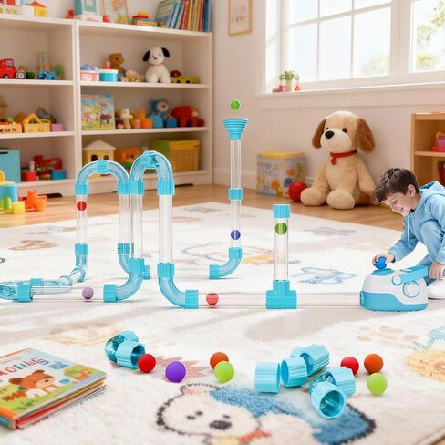 Air Tubes Toys Expansion Pack - Air-Powered STEM Building Toys - Learning Toys, STEM Toys for 3+ Year Old Boys & Girls Birthday Gifts(Blue in Kuwait