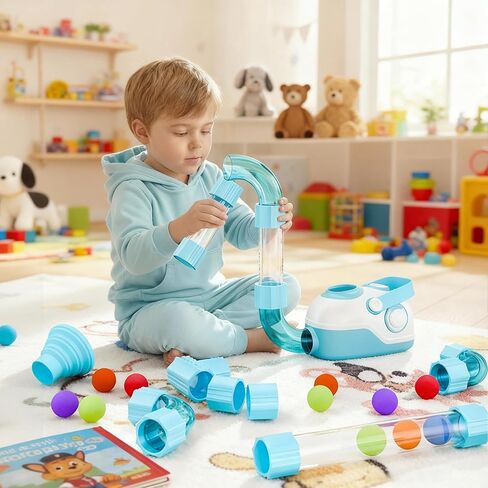 Air Tubes Toys Expansion Pack - Air-Powered STEM Building Toys - Learning Toys, STEM Toys for 3+ Year Old Boys & Girls Birthday Gifts(Blue in Kuwait