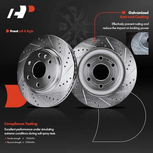 A-Premium Front and Rear Drilled and Slotted Disc Brake Rotors Compatible with Select Chevy, GMC, Buick and Saturn Models - Traverse 2009-2017, Acadia 2007-2017, Enclave 2008-2017, Outlook 2007-2010 in Kuwait