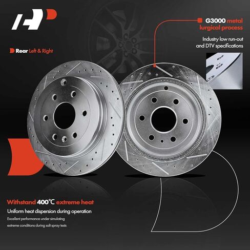 A-Premium Front and Rear Drilled and Slotted Disc Brake Rotors Compatible with Select Chevy, GMC, Buick and Saturn Models - Traverse 2009-2017, Acadia 2007-2017, Enclave 2008-2017, Outlook 2007-2010 in Kuwait