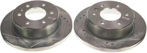 PowerStop Evolution Rear Brake Rotors For Freightliner Sprinter 1500 2019-20 |Sprinter 2500 2019-21 - Drilled and Slotted Performance Disc Rotors Upgrade, EBR1823XPR in Kuwait