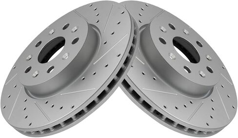 TRQ Front Brake Rotor Set G Coated Vented Drilled and Slotted Compatible with 2014-2019 Cadillac CTS 2020-2023 CT5 2016-2022 Chevrolet Camaro in Kuwait