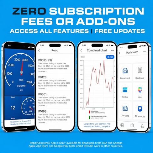 Bluetooth OBDII Scan Tool for iPhone & Android - No Subscription Fee - OBD2 Car Scanner and Code Reader - Diagnose Check Engine Fault, Supports 10 Languages and Most Cars After 1996 in Saudi Arabia