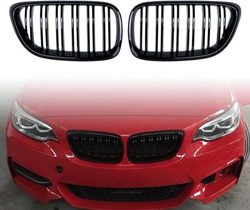 Glossy Black Front Grill Kidney Grille Compatible with 2014-2021 BMW M2 F87 F22 F23 220i 230i 235i in Kuwait