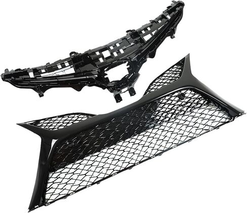 Front Bumper Hood Grille Upper and Lower Grill Gloss Black with Sensor Holes Replacement for 2018 2019 2020 Camry SE XSE TO1200422 TO1036186 in Kuwait