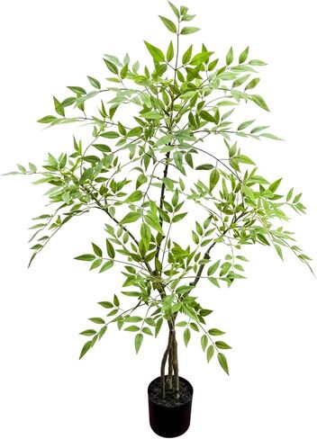 6FT Artificial Nandina Domestica Tree, Potted Faux Greenery with Realistic Trunk & Natural Stems, Indoor Decorative Fake Plant for Home & Office in Saudi Arabia