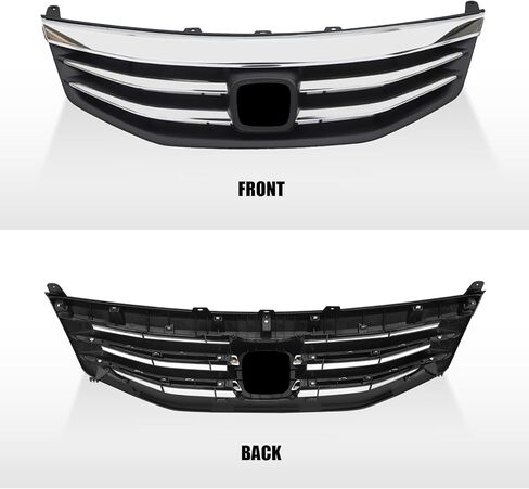 Front Bumper Black Grille Replacement Shroud with Chrome Trim Front Mesh Intake Grille Replacement Kit Compatible with 2011 2012 Honda Accord 4door in Kuwait