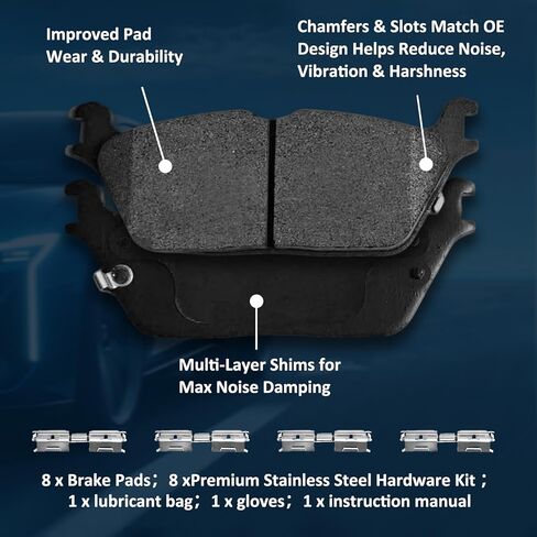 Front Rear Ceramic Brake Pads Kits 8Set Fit For Ram 1500 2019 2020 2021 2022 2023, For Jeep Wagoneer 2022, D2169 D2179 in Saudi Arabia
