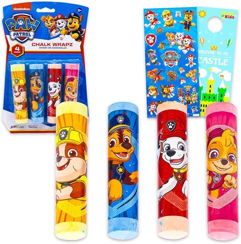 Paw Patrol Sidewalk Chalk Party Supplies for Kids - Bundle with 4 Jumbo Chalk Sticks with Wrapper Plus Stickers, More | Paw Patrol Outdoor Toy Party Favors for Boys in Kuwait