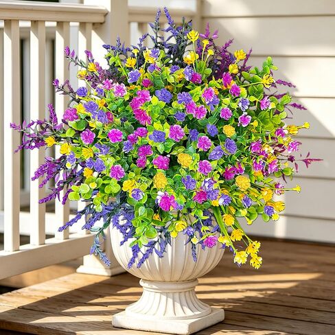 Artificial Flowers for Outdoors UV Resistant, 12 Bundles Realistic Daisy Faux Flowers with Bendable Stems for Planter Porch Garden Wedding Decor, Fade-Proof Multi-Color 35cm in Saudi Arabia