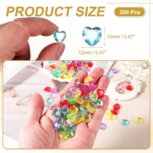 uxcell 250Pcs Blue Acrylic Heart Gems, Crystals Fake Heart Gems for Vase Fillers, Valentines Decorative Heart Gems for Table Scatter, Party Wedding Arts Crafts in Kuwait