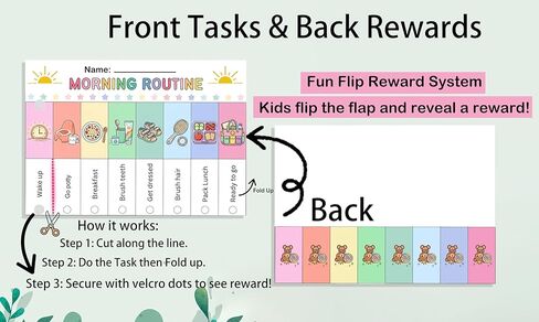 19PCS Kids Flip Daily Household Routine Chart Set – Morning/Afternoon/Bedtime & Chore Visual Schedule for Kids with Include Customizable Routine Chart with Stickers & Velcro Dots in Saudi Arabia