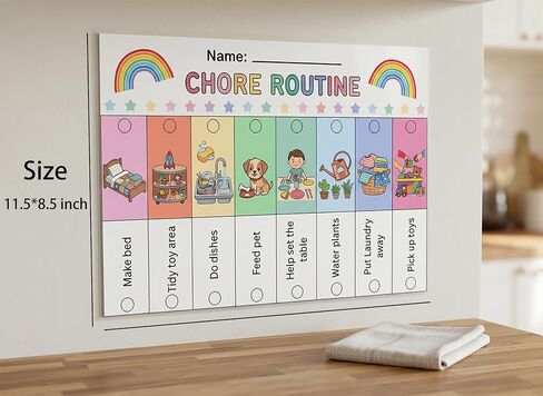19PCS Kids Flip Daily Household Routine Chart Set – Morning/Afternoon/Bedtime & Chore Visual Schedule for Kids with Include Customizable Routine Chart with Stickers & Velcro Dots in Saudi Arabia
