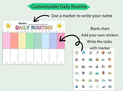 19PCS Kids Flip Daily Household Routine Chart Set – Morning/Afternoon/Bedtime & Chore Visual Schedule for Kids with Include Customizable Routine Chart with Stickers & Velcro Dots in Saudi Arabia