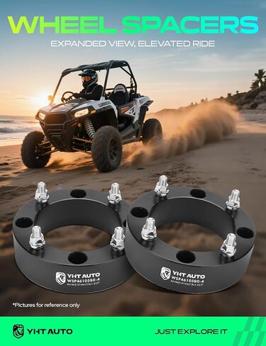 فواصل عجلات YHTAUTO 4x156 مم ATV 2 بوصة تناسب Polaris Ranger، RZR، RZR XP 1000، فواصل إطارات مزورة 2 بوصة مع مسامير M12x1.5 131 مم تجويف مركزي، غير مركزية، 4 قطع، أسود in Kuwait