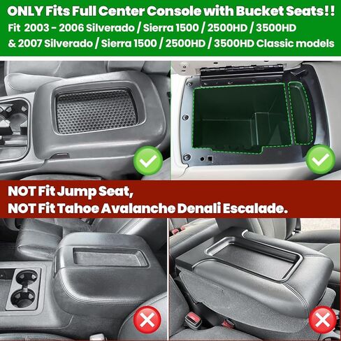 منظم وحدة التحكم المركزية EDBETOS لـ 2003-2006 Chevy Silverado / GMC Sierra 1500 2500HD 3500HD & 2007 Classic، صندوق تخزين مسند الذراع، صينية إدخال وحدة تحكم كاملة مع مقاعد دلو فقط، الملحقات الداخلية in Kuwait