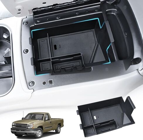 منظم وحدة التحكم المركزية EDBETOS لـ 2003-2006 Chevy Silverado / GMC Sierra 1500 2500HD 3500HD & 2007 Classic، صندوق تخزين مسند الذراع، صينية إدخال وحدة تحكم كاملة مع مقاعد دلو فقط، الملحقات الداخلية in Kuwait