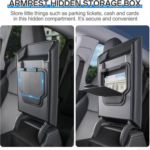 7PCS Center Console Organizer Tray for Tesla Model Y Juniper 2025 2026 Premium Performance Accessories with Armrest Hidden Storage Box Cup Holder Charger Pad ABS Silicone Center Organizer Set in Saudi Arabia