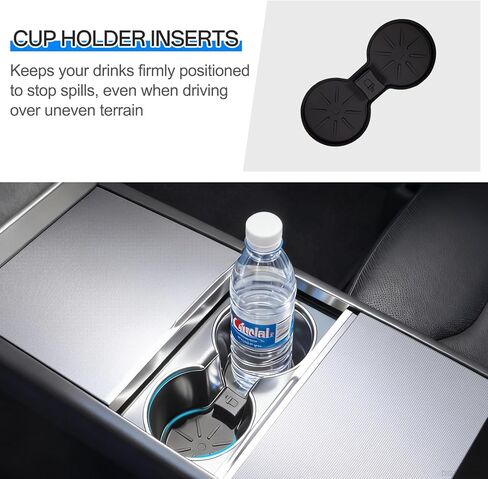 7PCS Center Console Organizer Tray for Tesla Model Y Juniper 2025 2026 Premium Performance Accessories with Armrest Hidden Storage Box Cup Holder Charger Pad ABS Silicone Center Organizer Set in Saudi Arabia