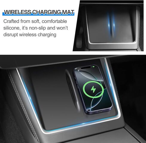7PCS Center Console Organizer Tray for Tesla Model Y Juniper 2025 2026 Premium Performance Accessories with Armrest Hidden Storage Box Cup Holder Charger Pad ABS Silicone Center Organizer Set in Saudi Arabia