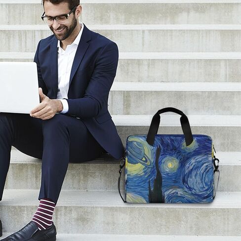 OREZI حقيبة كمبيوتر محمول خفيفة الوزن Van Gogh Painting Blue Starry NightLaptop Messenger حقائب كتف للكمبيوتر اللوحي حقيبة كروس حقيبة حقيبة رسول كم، 15.6 بوصة in Kuwait