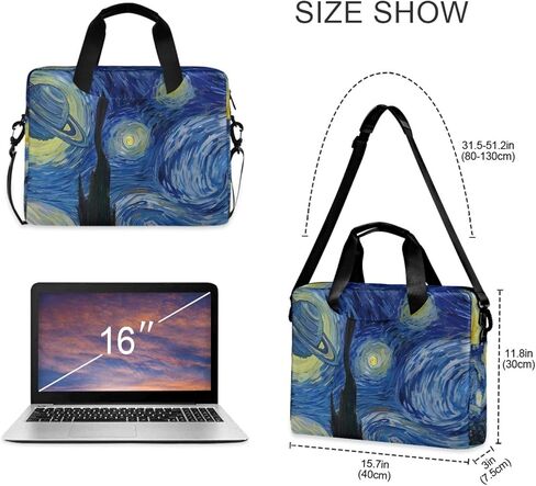 OREZI حقيبة كمبيوتر محمول خفيفة الوزن Van Gogh Painting Blue Starry NightLaptop Messenger حقائب كتف للكمبيوتر اللوحي حقيبة كروس حقيبة حقيبة رسول كم، 15.6 بوصة in Kuwait